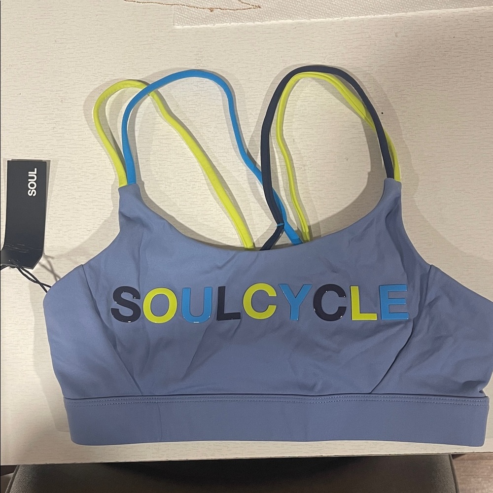 SoulCycle Women's Blue and Yellow Sports Bra